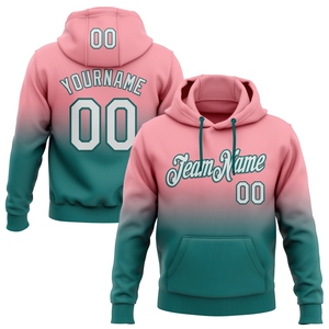 เสื้อฮู้ดดี้แฟชั่นสปอร์ตสีชมพู-ฟ้าอมเขียวไล่เฉด ขนาดกลาง แบบเย็บต่อผ้า ดีไซน์ใหม่จากโรงงานขายส่งโดยตรง - Product Image 1