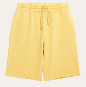 Shorts de jogging pour hommes, couleur et taille personnalisées, jaune vif, taille élastique et cordon de serrage, tissu respirant - Product Image 2