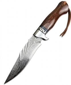 Herramienta multiusos de acero damasco con patrón de ondas hecha a mano, con punta de cuchillo y mango de madera de nogal. - Product Image 1