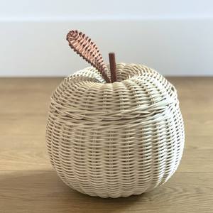 Panier de rangement en rotin artisanal pour tout-petits, motif fruits, accessoires de rangement - Product Image 1