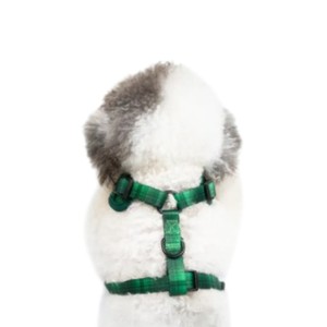 Harnais pour chien en nylon à carreaux réglable, style classique vert, fermeture à boucle, pour chiens de taille moyenne - Product Image 3