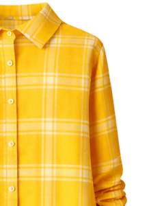 Vestido Camisero a Cuadros Amarillo para Mujer, Vestido Midi a Cuadros de Manga Larga con Bolsillos, Ropa Casual, Fabricante OEM Personalizado - Product Image 5