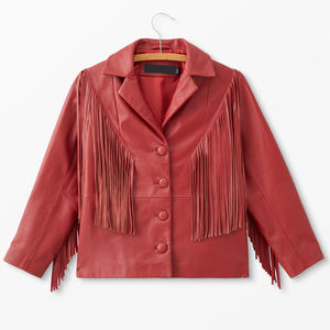 Unisex Cowboy Style <b>Suede</b> Leather Fringe <b>Jacket</b> Soft Luxury Fashion OEM - Product Image 1