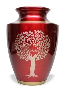 Urna Funeraria de Aluminio Grande Personalizada con Diseño de Árbol para Cenizas de Adultos, Urna Conmemorativa Decorativa con Bolsa de Terciopelo Negro - Product Image 4