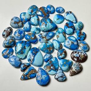 Pierres précieuses en turquoise naturelle Golden Hill, formes variées, polies avec jeu de couleurs, pour la fabrication de bijoux, vente en gros, 10 mm - Product Image 4