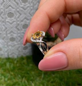 Anillo de Citrino Natural en Plata de Ley 925, Talla 7 US, Hecho a Mano, Alta Calidad, Estilo Art Deco, Certificado IGI, Anillo de Compromiso para Mujer - Product Image 2