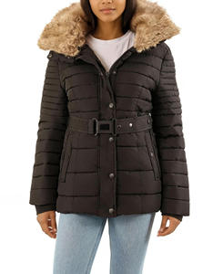 Veste parka longue d'hiver pour femmes, à capuche, col en fourrure, fermeture éclair, respirante, écologique, séchage rapide - Product Image 1