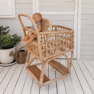 Chariot de supermarché jouet pour enfants, en rotin durable, chariot de courses pour jeu de rôle - Product Image 5