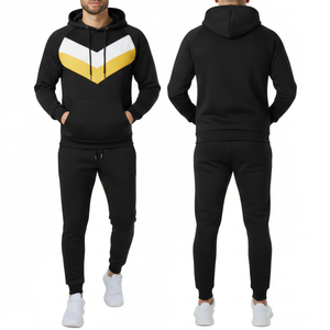 Conjunto Deportivo para Hombre de Alta Calidad con Logotipo Personalizado, Sudadera con Capucha y Pantalones, Panel Chevron Multicolor, Ropa Deportiva Urbana - Product Image 3