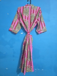 Robe pour femmes à imprimé tigre rose, manches trois quarts, longueur intégrale, fermeture à cordon, vêtements décontractés d'été, tricotée, 100% coton, douce - Product Image 2
