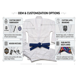Conjunto de Kimono de Jiu Jitsu Brasileño para Niños, Color Blanco con Cinturón Azul, Uniforme Unisex, Duradero, 100% Algodón - Product Image 5