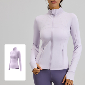 Factory Seamless 4 Way Stretch Active <b>Jacket</b> Women High Collar Zip Up Second Skin Feel Running <b>Workout</b> Long Sleeve Top - Product Image 5