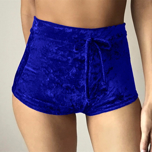 Shorts en velours taille haute avec cordon de serrage latéral, style club sexy, pour femmes, tailles S-XL, shorts en velours avec cordon de serrage pour femmes, grandes tailles - Product Image 4