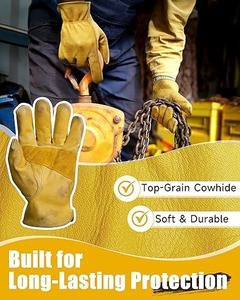 Gants de travail en cuir Gold Grip Pro Premium, gants de sécurité en cuir de vachette résistants pour la construction, le soudage, le jardinage et le travail à la ferme - Product Image 4