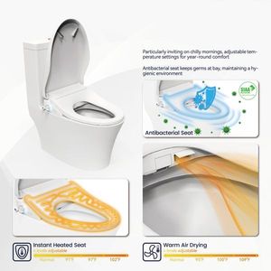 Sedile WC Bidet Intelligente con Seduta Riscaldata Regolabile e Manopola Laterale per Temperatura e Pressione dell'Acqua, Portatile e Automatico - Product Image 3