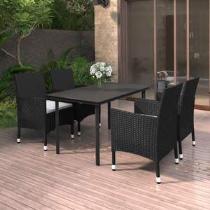 Conjunto de Muebles de Jardín de Mimbre Sintético Negro Resistente de Tamaño Mediano - Product Image 1