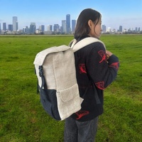 Sac à dos minimaliste durable en chanvre pur, design Y2K, compartiment pour ordinateur portable, doublure en coton, voyage et loisirs, unisexe