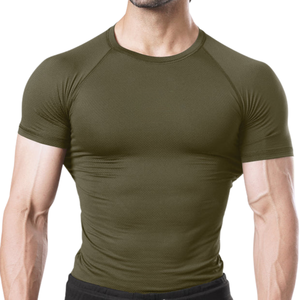 New Wholesale <b>Men's</b> Solid Pattern Compression <b>T</b>-<b>Shirts</b> <b>Cool</b> Dry Gym Fitness Training Tops Short Sleeves 260 Grams Fabric Weight - Product Image 3
