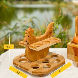 Wooden Chicken Shape <b>Egg</b> Holder 12 Slots <b>Eco</b>-Friendly Dishwasher Safe Freezer Safe Fresh <b>Eggs</b> Storage Display Kitchen Organizer - Product Image 5
