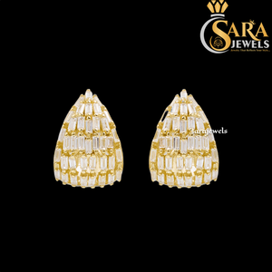 Pendientes Exclusivos con Circonitas en Forma de Pirámide, Chapados en Plata de 22K, Corte Baguette, Engaste en Canal, Joyería de Lujo para Mujer, para Exportación - Product Image 3