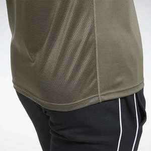 T-shirt à manches courtes pour homme, vert olive, séchage rapide, coupe ajustée, sportif, col rond, tricoté en polyester, vêtements de sport - Product Image 5