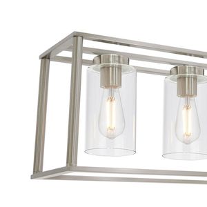 Lampadario a sospensione moderno a 5 luci per isola cucina, con paralume in vetro trasparente e gabbia lineare, per illuminazione sala da pranzo - Product Image 5