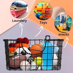 ตะกร้าเก็บของโลหะรูปสี่เหลี่ยมผืนผ้าพร้อมหูจับ สีดำ สำหรับจัดระเบียบตู้ครัว - Product Image 6