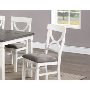 White 6pc Dining Room <b>Set</b> <b>Table</b> 4 Side Chairs a <b>Bench</b> Made From Rubberwood MDF - Product Image 3