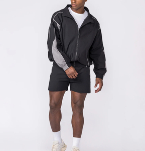 เสื้อแจ็คเก็ตผู้ชายแบบมีแถบสะท้อนแสง คอตั้ง ซิปหน้า กันลม สไตล์ลำลอง สีสันตัดกัน รับผลิตตามแบบ OEM พร้อมสกรีนโลโก้ - Product Image 5