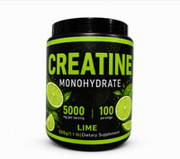 Créatine Monohydrate Personnalisée OEM 500g en Poudre Saveur Citron Vert, 5000mg Pure Micronisée, Vente en Gros, Votre Marque & Votre Étiquette
