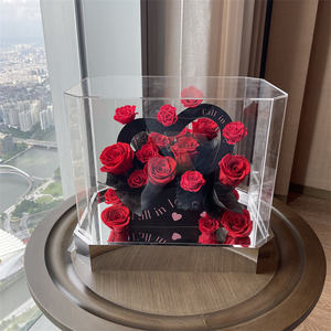 Cadeau d'anniversaire élégant Ornements de luxe Énorme fleur Style de jardin Éternelle <span class=keywords><strong>Rose</strong></span> séchée Fleur préservée Roses dans une boîte en acrylique - Product Image 4