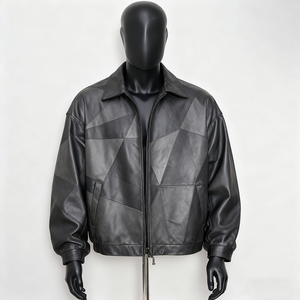 Custom Eco-Friendly Windproof <b>Leather</b> <b>Jacket</b> for Men Streetwear Style with Plaid/Solid Patterns Genuine <b>Leather</b> Construction - Product Image 4
