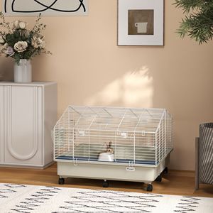 Gabbia per Piccoli Animali con Ruote 89 x 89 x 64 cm con Bottiglia d'Acqua, Mangiatoia per Fieno e Ciotola per Cibo per Conigli, Ricci e Porcellini d'India - Product Image 2