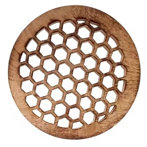 Sous-plat en bois à anneaux concentriques, demi-rond, en bois naturel, résistant à la chaleur, support pour casseroles et poêles, dessous de plat moderne et minimaliste - Product Image 6