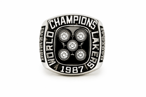 1987 Lakers World Champions <b>Ring</b> Silver Plated Stainless Steel Cocktail <b>Ring</b> Men's Classic Style Cubic Zirconia - Product Image 1