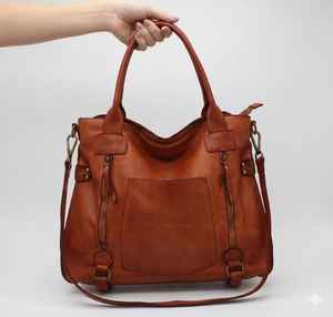 Bolso Tote de Cuero Genuino Marrón para Mujer, Impermeable, con Correa de Hombro Extraíble, Cierre de Cremallera, Gran Capacidad, para Uso Diario y Cumpleaños - Product Image 4