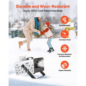Macchina per Neve Portatile/Sospesa da 1500W con Telecomando Wireless e Alta Produzione di Fiocchi di Neve - Generatore di Neve Secca Portatile - Product Image 4