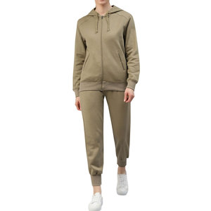Ensemble de survêtement tendance pour femme, coupe décontractée, sweat à capuche et pantalon de jogging en coton, pour l'extérieur et la salle de sport - Product Image 1