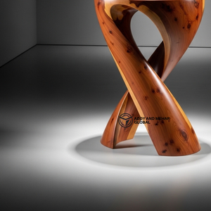 Luxury Spiral Twist Solid Wood Side <b>Table</b> | Modern Handcrafted Cedar Ottoman & End <b>Table</b> for Designer Home Hotel Lounge Decor - Product Image 5
