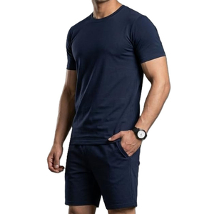 Wholesale <b>Mens</b> Summer Casual Wear <b>Shorts</b> <b>and</b> <b>Short</b> Sleeve T <b>Shirt</b> <b>Sets</b> with Solid Pattern Breathable Lightweight 2-Piece <b>Sets</b> - Product Image 4