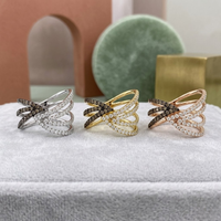 Bague de mariage unique en or rose massif 18 carats avec diamant brun, design élégant et de haute qualité, sertie pavé, pour femme, vente en gros