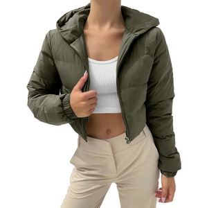 Bubble <b>Puffer</b> Winter Warm Hooded <b>Jacket</b> Women Fashion Y2K <b>Cropped</b> Coats Long Sleeve Outerwear Zipper Casual Parkas Padded Coat - Product Image 3