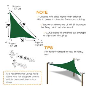 ผ้าใบกันแดด HDPE สีเขียวเข้ม ขนาด 12' x 12' x 12' ผ้าใบและตาข่ายกันแดดทันสมัย - Product Image 2