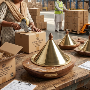 Juego de Servidor de Comida de Madera de Lujo para Ramadán con Tapa Cónica Metálica, Calentador de Comida Premium para Majlis, Olla Caliente para Venta al por Mayor en el Golfo - Product Image 6