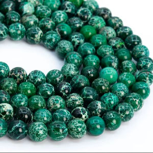 Perles de Jaspe Impérial Vert Profond Effet Sédiment Marin, Grade Gemme, Perles Rondes en Vrac 4MM 6MM 8MM 10MM 12MM, Options de Lots en Gros - Product Image 1