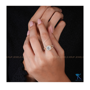 Delicate Cushion Cut Halo Engagement <b>Ring</b> with Pave <b>Split</b> Shank in Yellow Gold Stackable <b>Ring</b> for Women Minimalist Fine Jewelry - Product Image 6