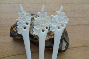 Épingle à cheveux ethnique artisanale en os naturel écologique, accessoires capillaires durables pour femmes aux cheveux longs - Product Image 3