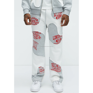 Pantalones de chándal acampanados apilados de pierna ancha con logotipo personalizado de trabajo de panel vintage 100% algodón de cintura media para hombre más vendidos - Product Image 5