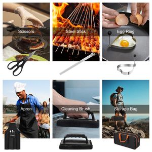 31pcs Camp <b>Chef</b> Flat <b>Top</b> Grill Accessories Kit Spatulas Griddle Press Basting Cover Spice Shakers for Outdoor Cooking - Product Image 5