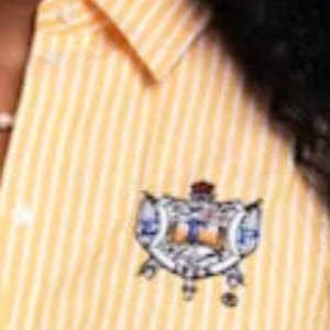 Sigma เสื้อผู้หญิงลายทางแกมม่า Rho, เสื้อผู้หญิงลายทางสีเหลืองแขนยาวสไตล์กรีกลำลอง - Product Image 3